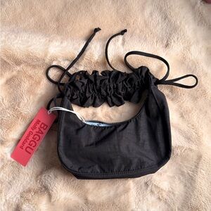 BAGGU x Molly Goddard Mini Ruffle Crescent Bag in Black